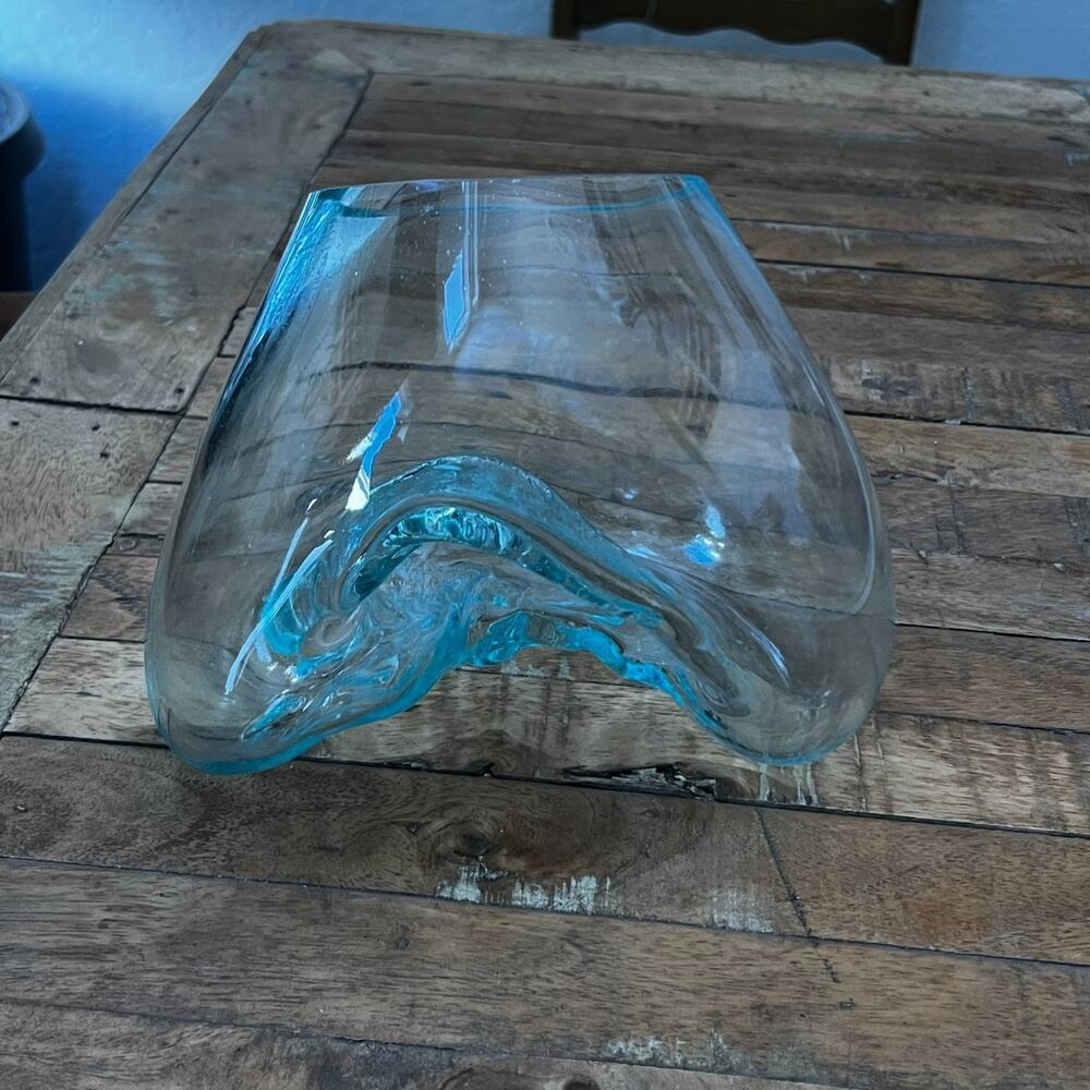 Hand Blown Organic Bubble Abstract Art Glass Vase 6" Tall